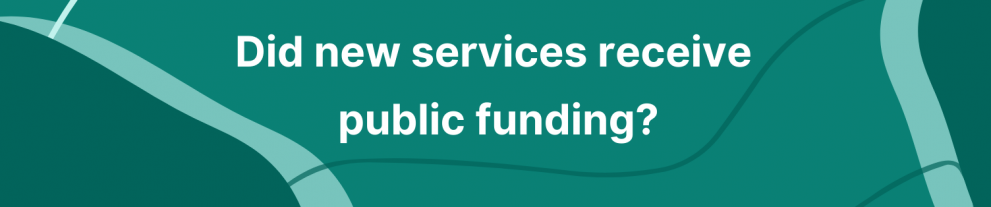 Banner in green reading "Did new services receive public funding?"